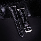 Black Glossy Ostrich Leg Leather Apple Watch Band