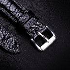 Black Glossy Ostrich Leg Leather Apple Watch Band