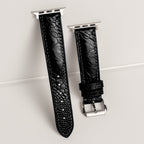 Black Glossy Ostrich Leg Leather Apple Watch Band (Scaled)