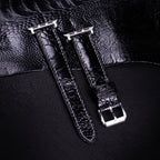 Black Glossy Ostrich Leg Leather Apple Watch Band (Scaled)