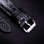 Black Glossy Ostrich Leg Leather Apple Watch Band (Scaled)