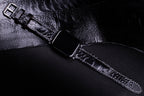 Black Glossy Ostrich Leg Leather Apple Watch Band (Scaled)