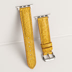 Citrine Yellow Glossy Ostrich Leg Leather Apple Watch Band