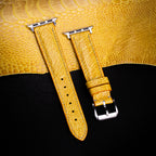 Citrine Yellow Glossy Ostrich Leg Leather Apple Watch Band