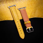 Citrine Yellow Glossy Ostrich Leg Leather Apple Watch Band