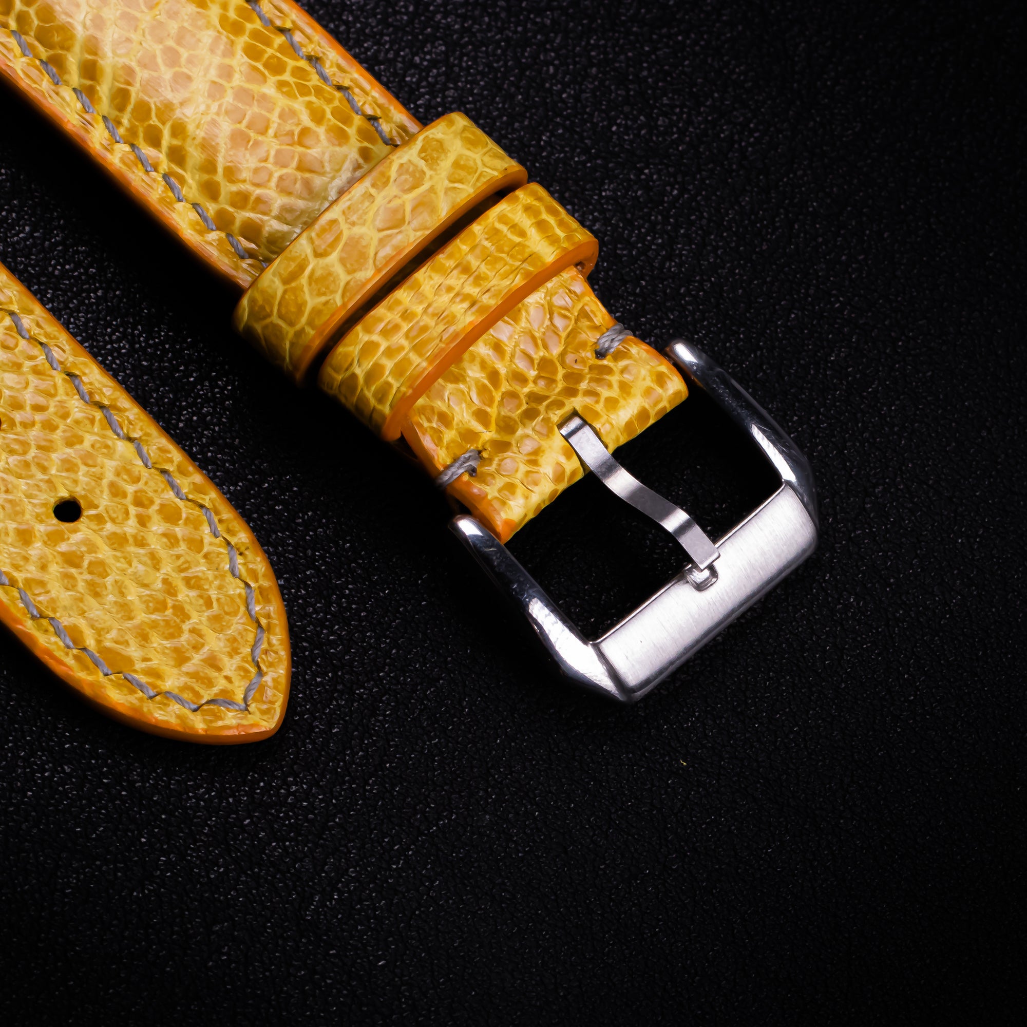 Citrine Yellow Glossy Ostrich Leg Leather Apple Watch Band