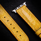 Citrine Yellow Glossy Ostrich Leg Leather Apple Watch Band