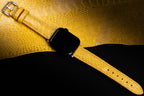 Citrine Yellow Glossy Ostrich Leg Leather Apple Watch Band