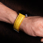 Citrine Yellow Glossy Ostrich Leg Leather Apple Watch Band
