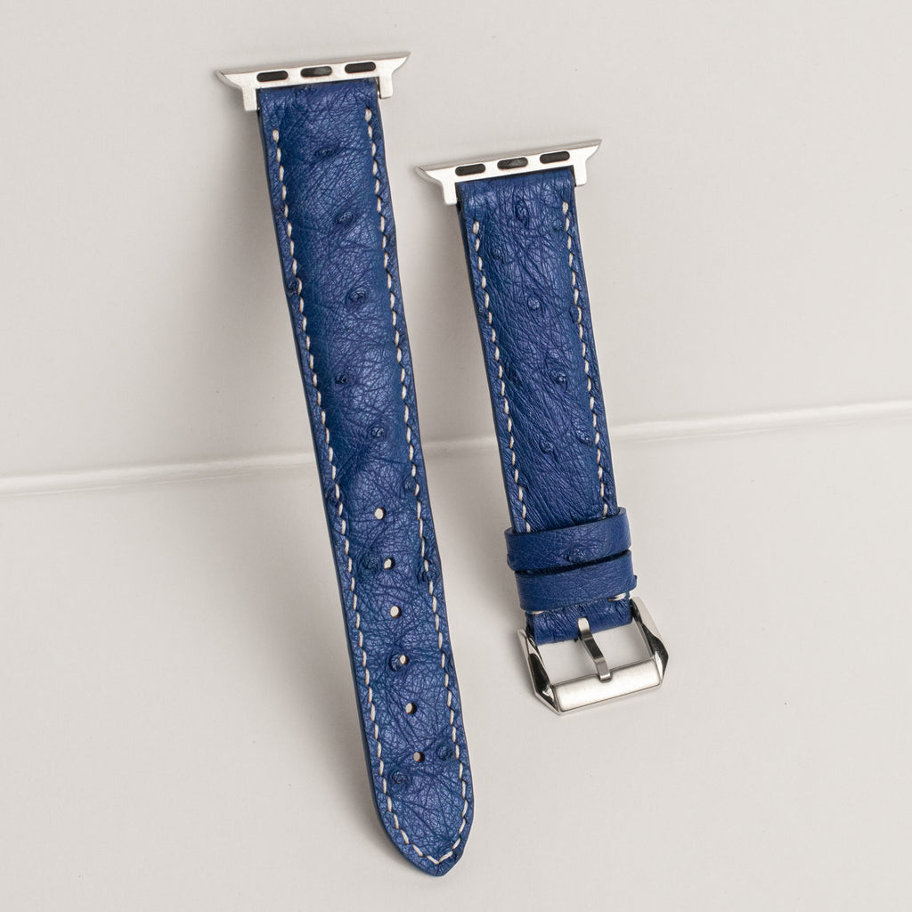 Sapphire Matte Full-Quill Ostrich Leather Apple Watch Band
