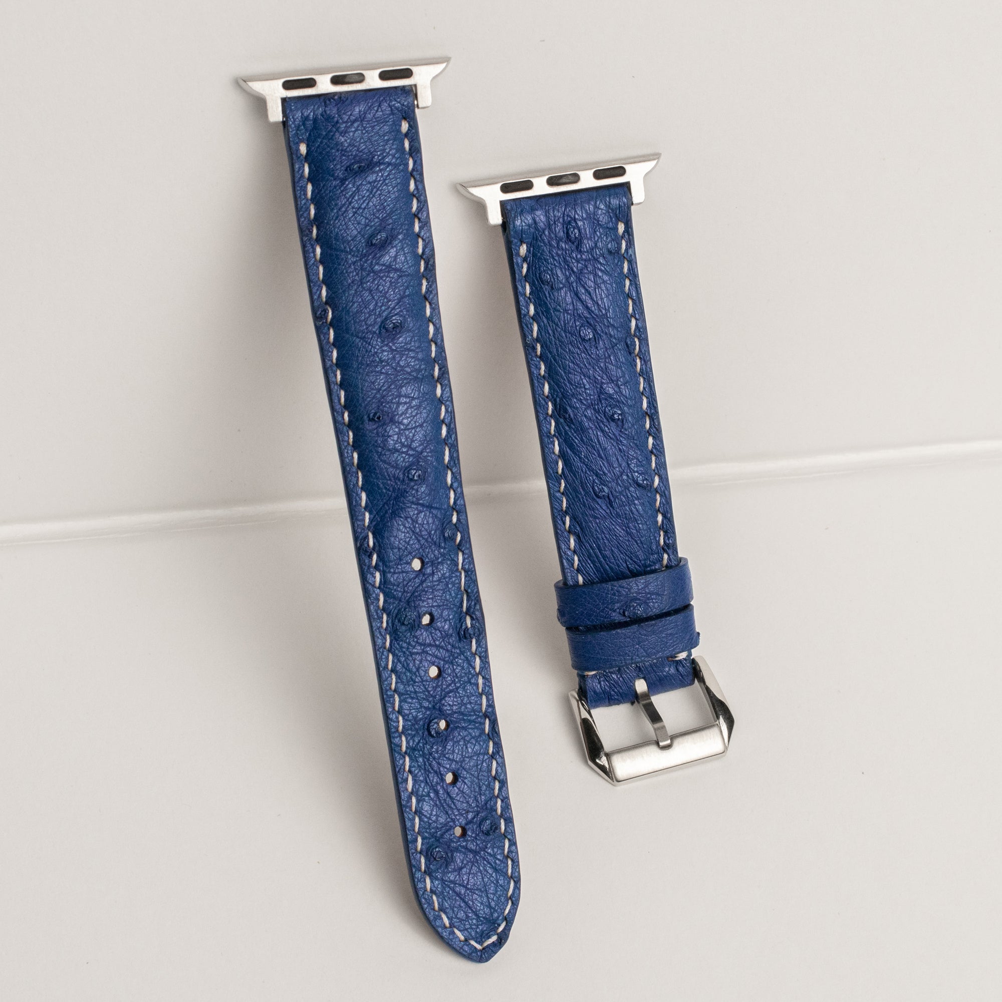 Sapphire Matte Full-Quill Ostrich Leather Apple Watch Band