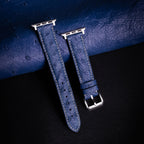 Sapphire Matte Full-Quill Ostrich Leather Apple Watch Band