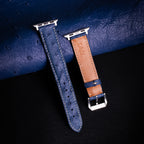 Sapphire Matte Full-Quill Ostrich Leather Apple Watch Band