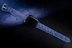 Sapphire Matte Full-Quill Ostrich Leather Apple Watch Band