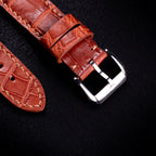 Cognac Alligator Leather Apple Watch Band (Belly)
