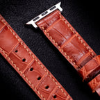 Cognac Alligator Leather Apple Watch Band (Belly)
