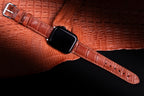 Cognac Alligator Leather Apple Watch Band (Belly)