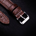 Chocolate Brown Alligator Leather Apple Watch Band (Belly)