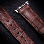 Chocolate Brown Alligator Leather Apple Watch Band (Belly)