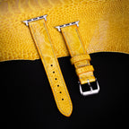 Canary Yellow Glossy Ostrich Leg Leather Apple Watch Band (Scaled)