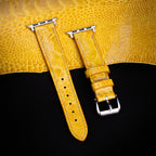 Canary Yellow Glossy Ostrich Leg Leather Apple Watch Band (Scaled)