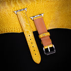 Canary Yellow Glossy Ostrich Leg Leather Apple Watch Band (Scaled)
