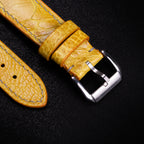 Canary Yellow Glossy Ostrich Leg Leather Apple Watch Band (Scaled)