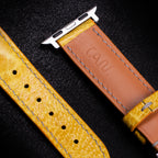 Canary Yellow Glossy Ostrich Leg Leather Apple Watch Band (Scaled)