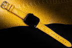 Canary Yellow Glossy Ostrich Leg Leather Apple Watch Band (Scaled)