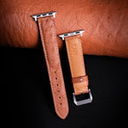 Saddle Brown Matte Full-Quill Ostrich Leather Apple Watch Band