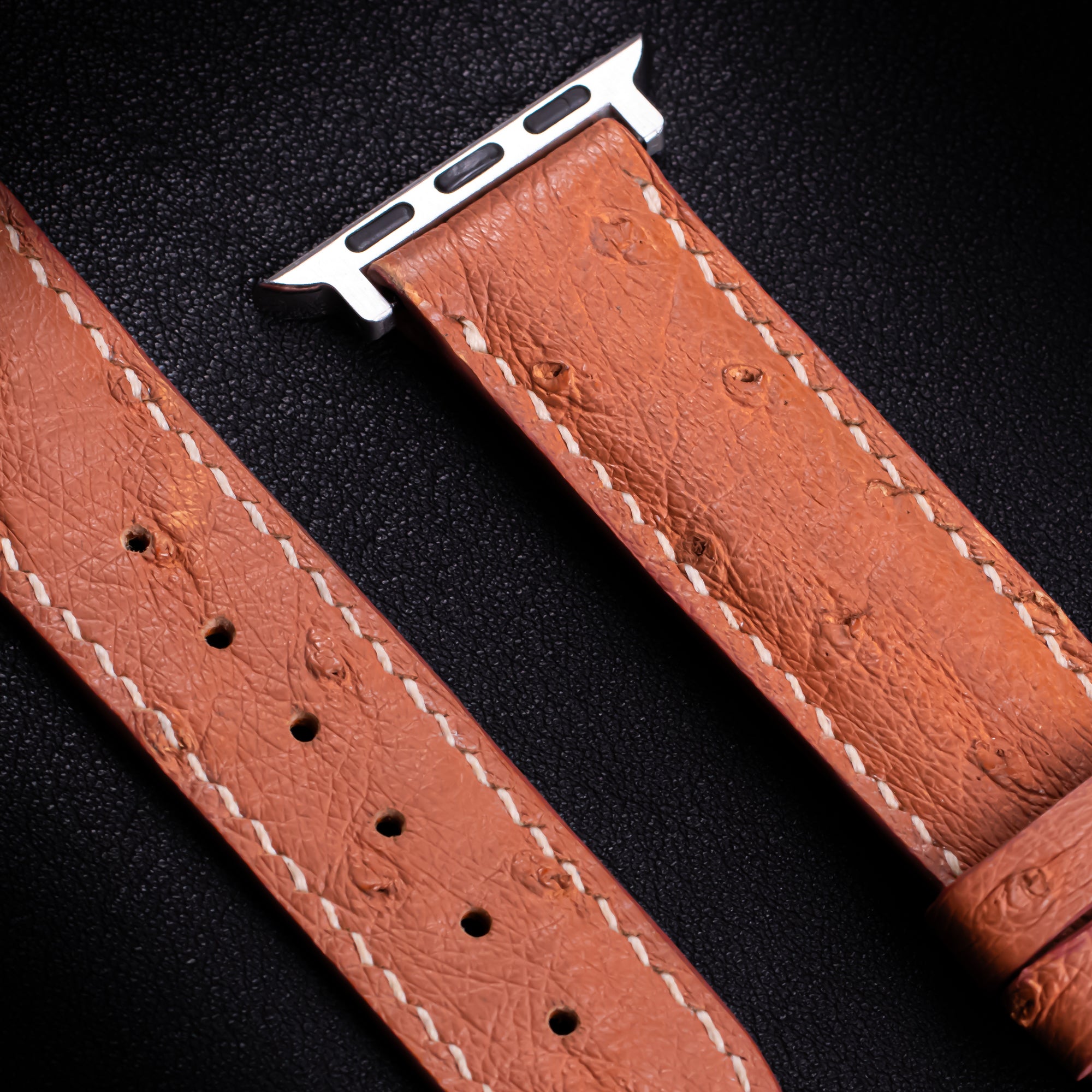 Saddle Brown Matte Full-Quill Ostrich Leather Apple Watch Band