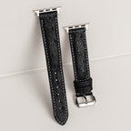 Black Matte Full-Quill Ostrich Leather Apple Watch Band
