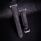 Black Matte Full-Quill Ostrich Leather Apple Watch Band
