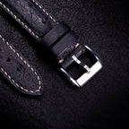 Black Matte Full-Quill Ostrich Leather Apple Watch Band