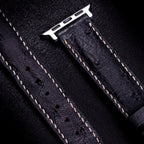 Black Matte Full-Quill Ostrich Leather Apple Watch Band