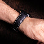 Black Matte Full-Quill Ostrich Leather Apple Watch Band