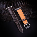 Dark Espresso Glossy Ostrich Leg Leather Apple Watch Band