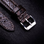 Dark Espresso Glossy Ostrich Leg Leather Apple Watch Band