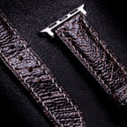 Dark Espresso Glossy Ostrich Leg Leather Apple Watch Band