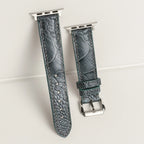 Pine Grey Glossy Ostrich Leg Leather Apple Watch Band (Scaled)