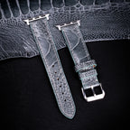 Pine Grey Glossy Ostrich Leg Leather Apple Watch Band (Scaled)