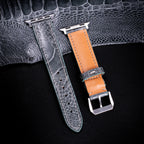 Pine Grey Glossy Ostrich Leg Leather Apple Watch Band (Scaled)