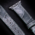 Pine Grey Glossy Ostrich Leg Leather Apple Watch Band (Scaled)