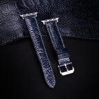 Midnight Blue Glossy Ostrich Leg Leather Apple Watch Band