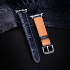 Midnight Blue Glossy Ostrich Leg Leather Apple Watch Band