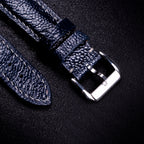 Midnight Blue Glossy Ostrich Leg Leather Apple Watch Band