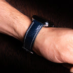 Midnight Blue Glossy Ostrich Leg Leather Apple Watch Band (Scaled)