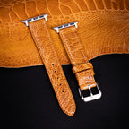 Amber Glossy Ostrich Leg Leather Apple Watch Band