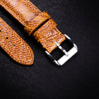 Amber Glossy Ostrich Leg Leather Apple Watch Band
