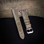 Olive Glossy Ostrich Leg Leather Apple Watch Band